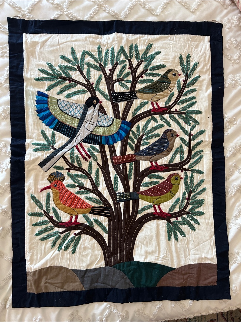 Hand stitched Egyptian Tree of Life, quilt patchwork. 25 1/2” x 33 1/2”